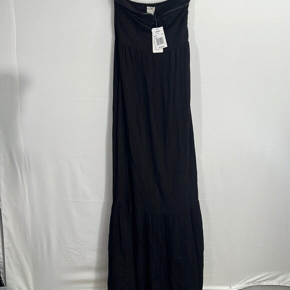 NEW‎ L Space S Melody Dress Black Maxi Strapless, Viscose Linen, Smocked, - Picture 1 of 16